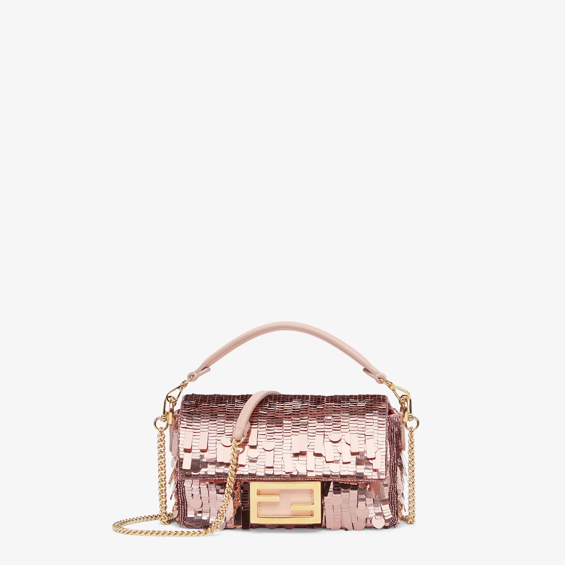 Fendi Sequined Baguette Pink in Polyester with Silver-tone - US