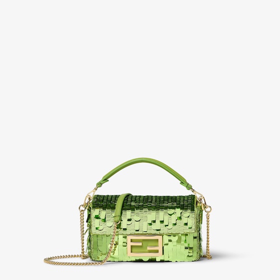 Fendi Iconic mini Baguette® bag hand-embroidered with lime green