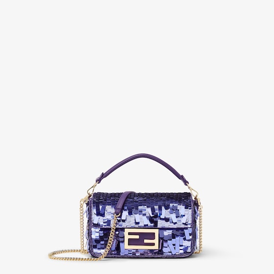 Fendi Iconic small Baguette® bag hand-embroidered with purple