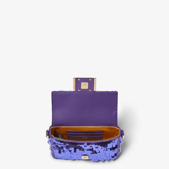 Fendi Iconic small Baguette® bag hand-embroidered with purple | Thumbnail 4