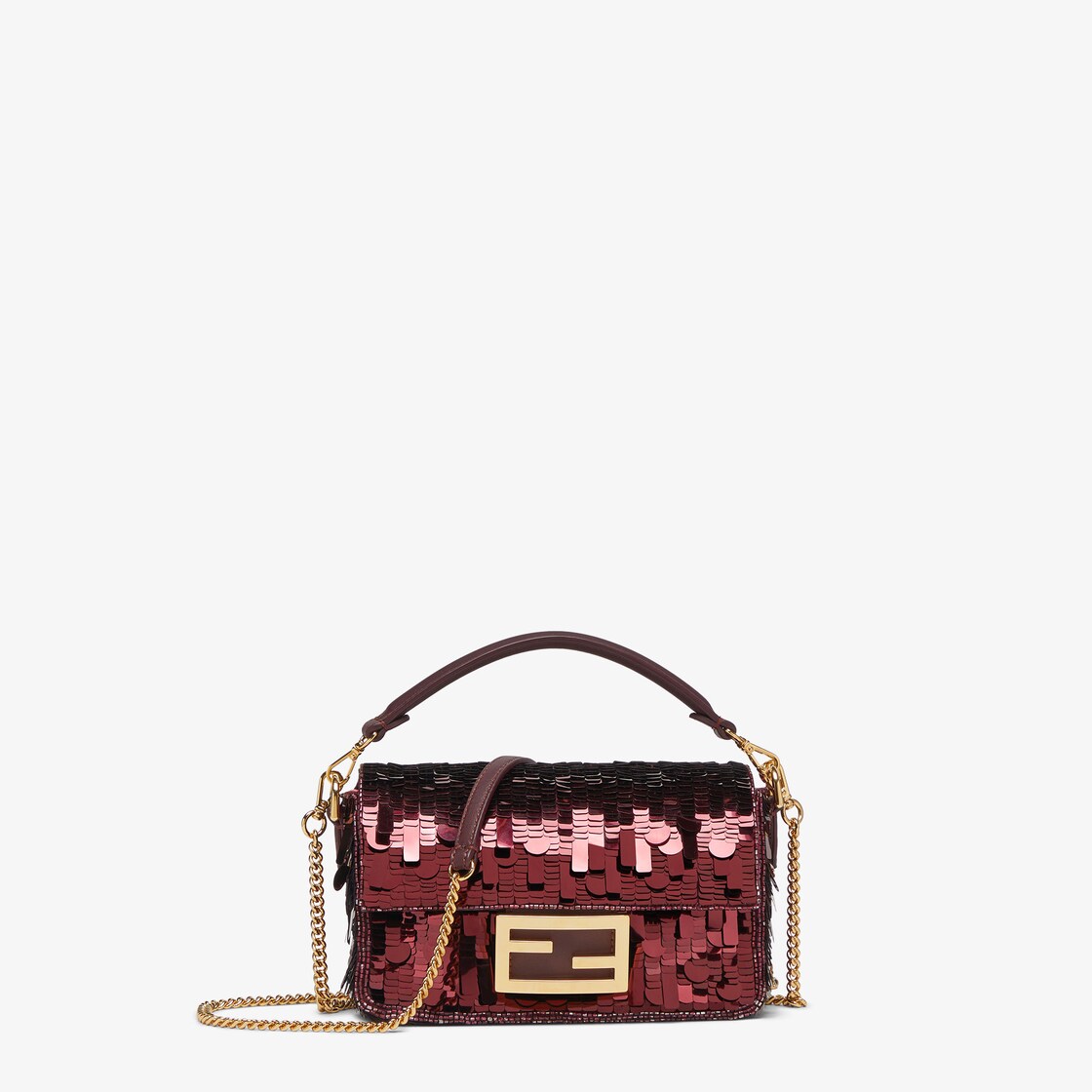 Fendi Sequin and Leather Baguette Mini Purple in Polyester with