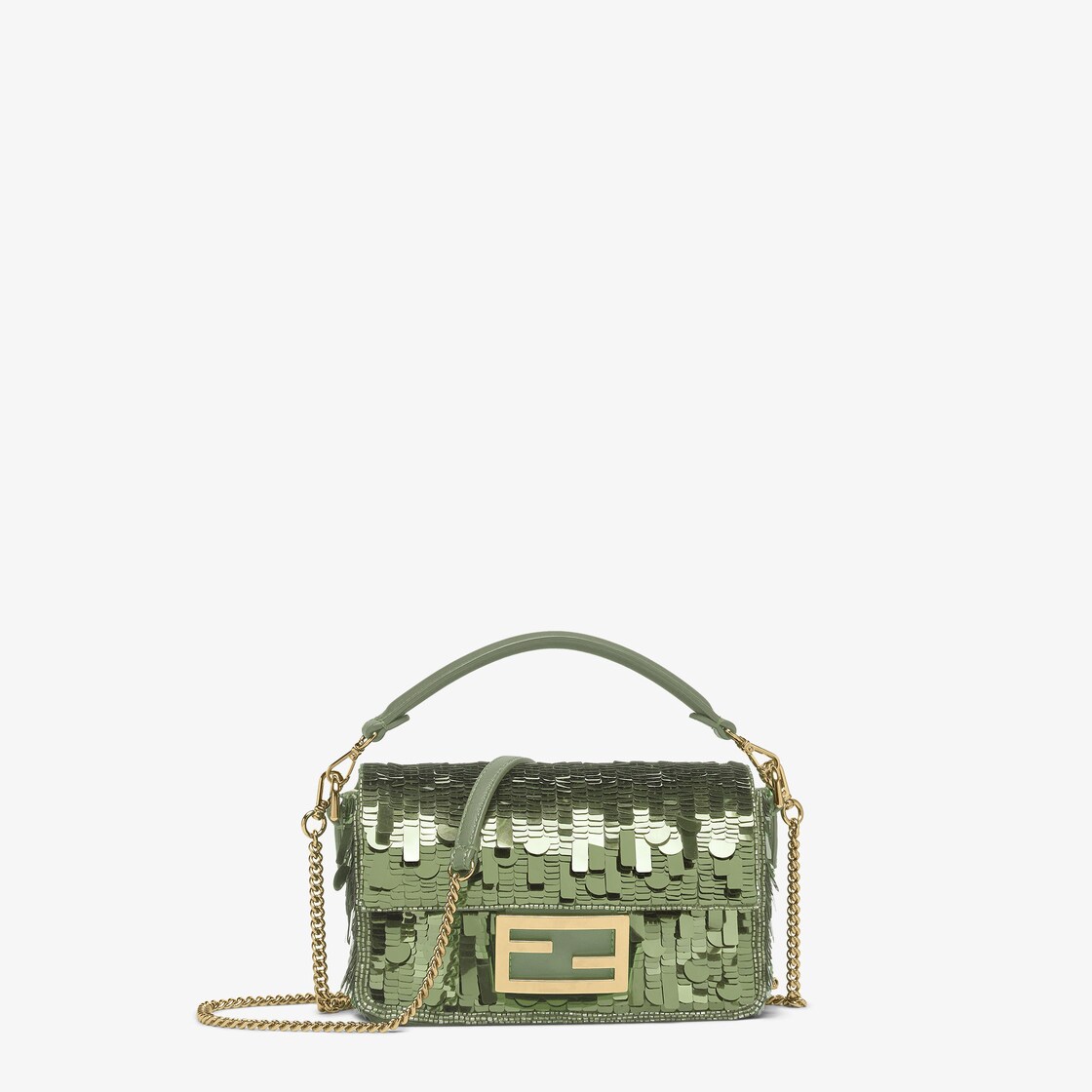 Baguette Mini Bag embroidered with green sequins Fendi