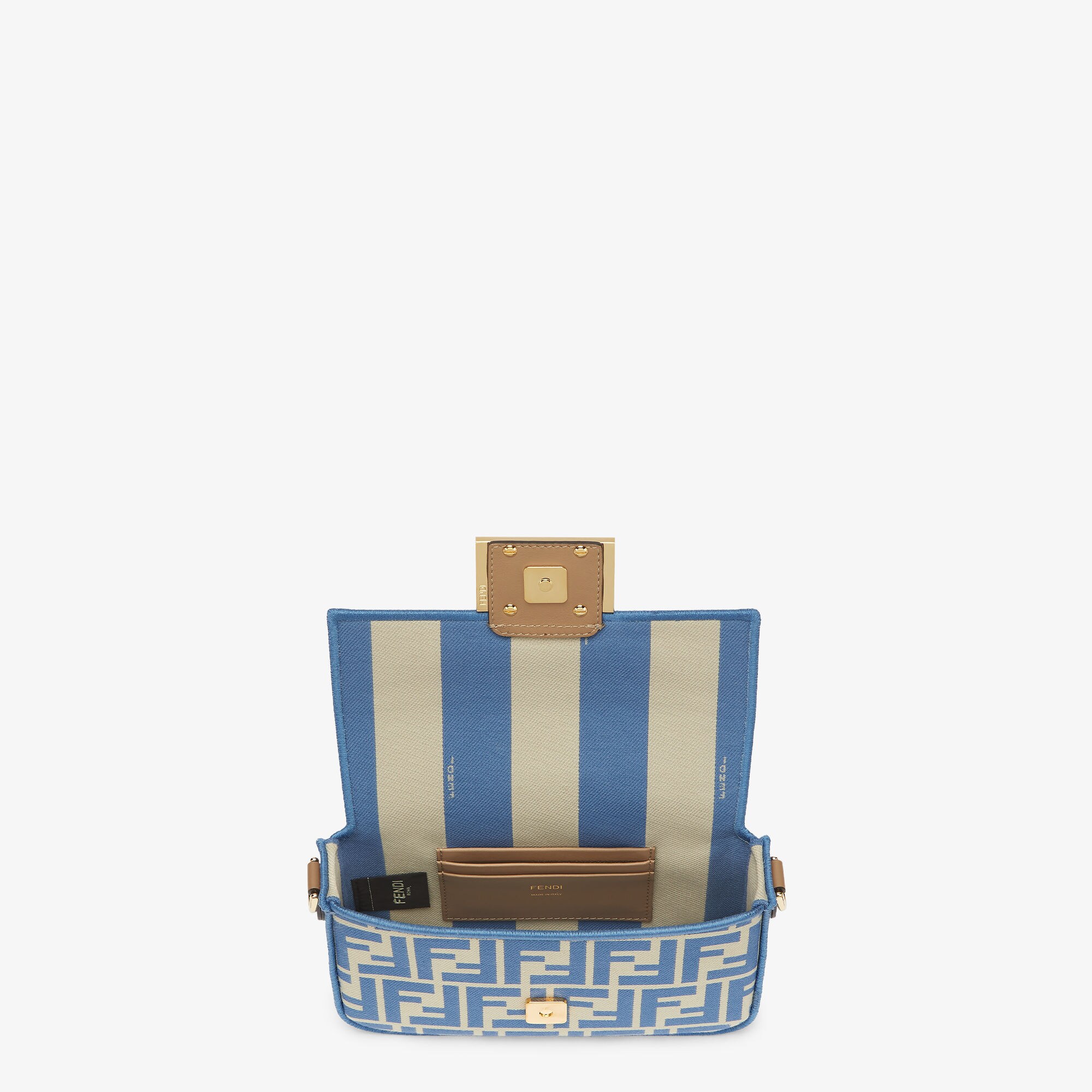 関税込み Baguette Mini Blue canvas bag with FF embroidery Baguette Mini Fabric Light blue | Fendi