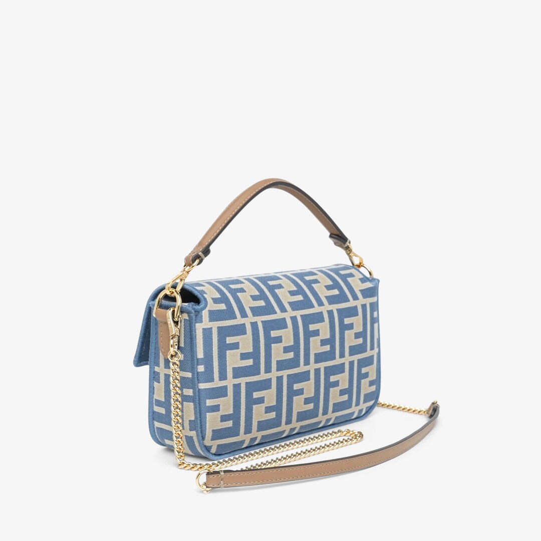 FENDI FF キャンバス ロゴ ミニ バッグ ブルー 8BS017AV11F1LAZ Baguette Mini Fabric Blue | Fendi