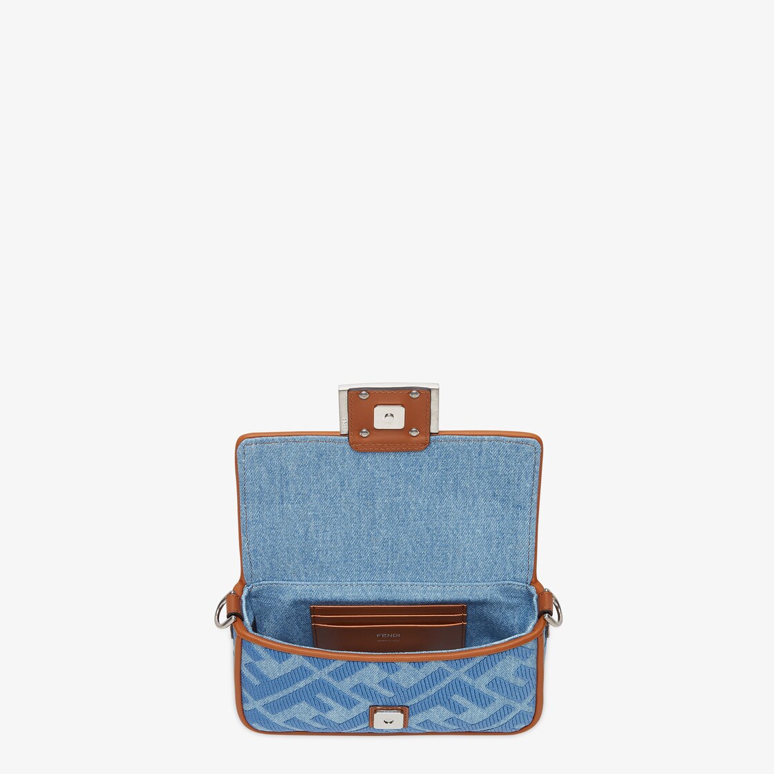 Fendi Baguette Ff Embroidered Denim Tote Bag in Blue