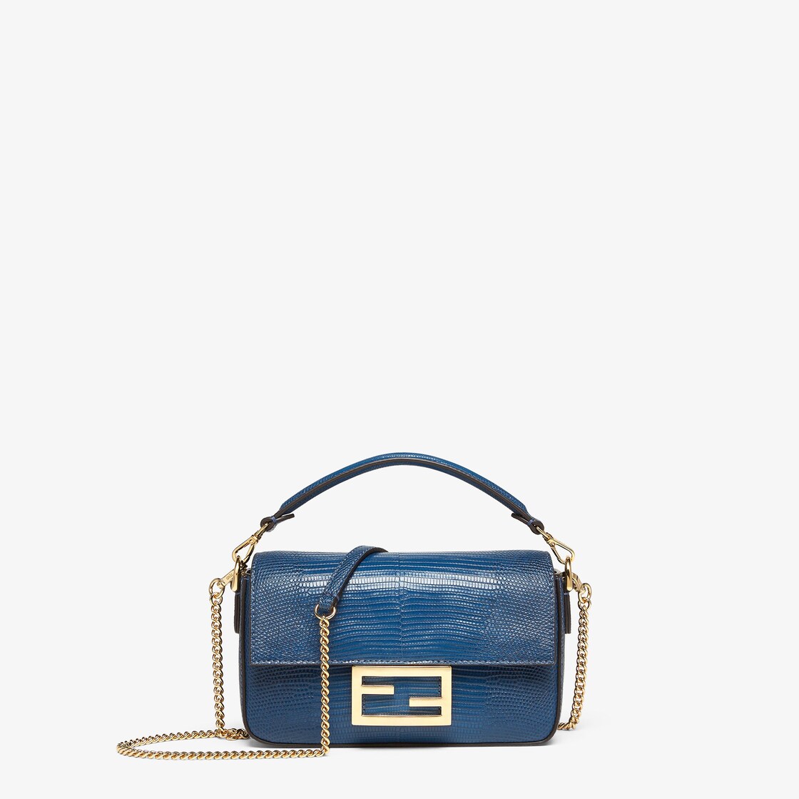 Baguette Mini Blue lizard bag Fendi