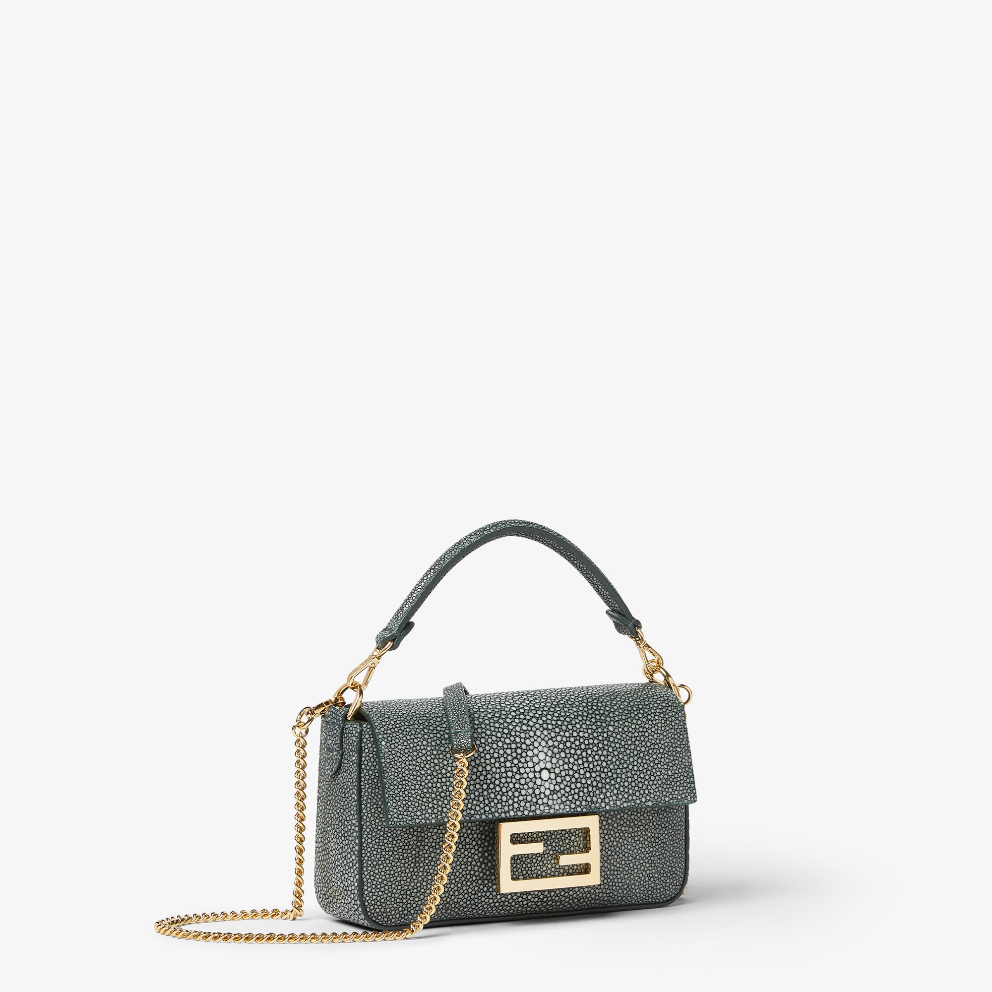 FENDI MINI BTWN WITH HANDLE グレー Baguette Mini Leather Gray | Fendi