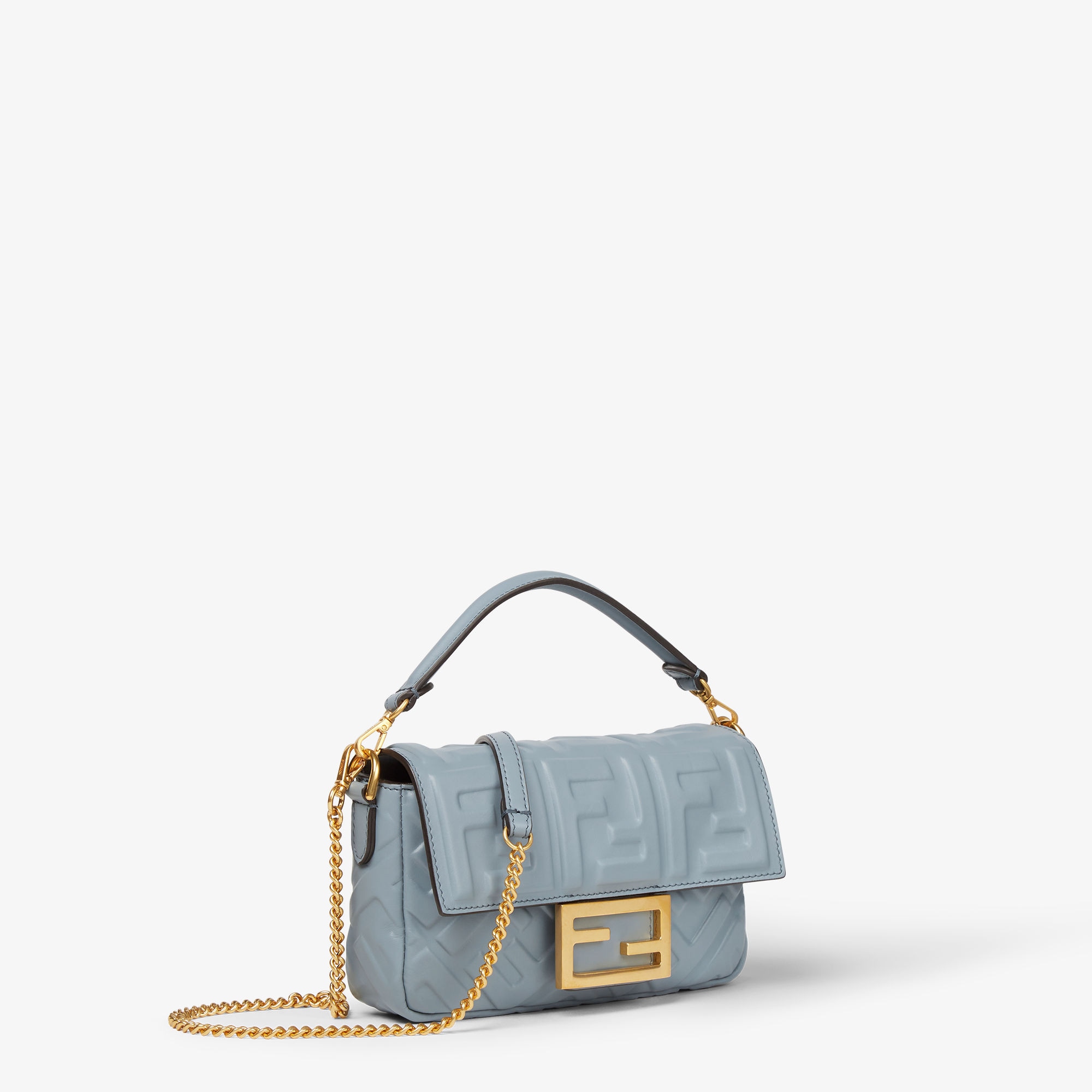 FENDI ウエストバッグ 水色 チェック柄 ショルダーバッグ ライトブルー FENDI フェンディ バイザウェイミニ ショルダーバッグ レザー 8BL135