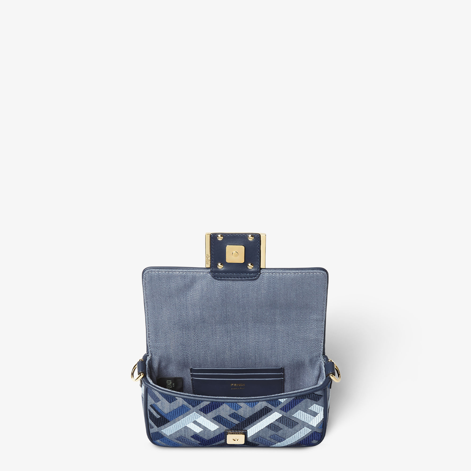 FENDI FF キャンバス ロゴ ミニ バッグ ブルー 8BS017AV11F1LAZ Baguette Mini Fabric Blue | Fendi
