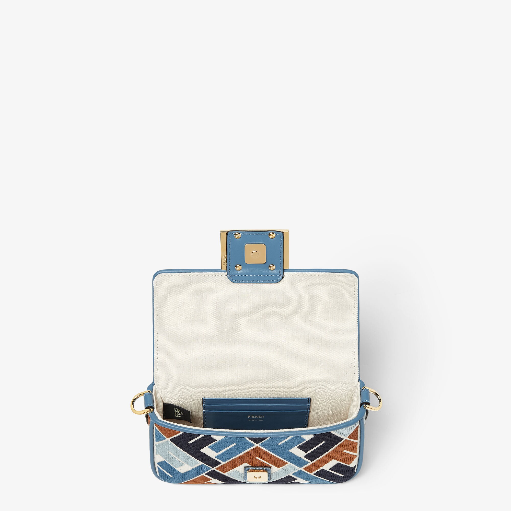 ハンドバッグ Baguette Mini Blue canvas bag with FF embroidery Baguette Mini Fabric Blue | Fendi