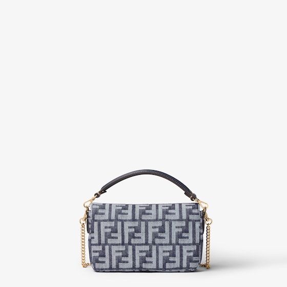 Fendi Iconic mini Baguette® bag made of dark blue denim-effect FF | Thumbnail 3