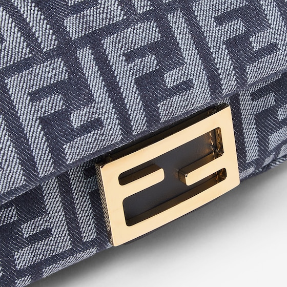 Fendi Iconic mini Baguette® bag made of dark blue denim-effect FF | Thumbnail 5