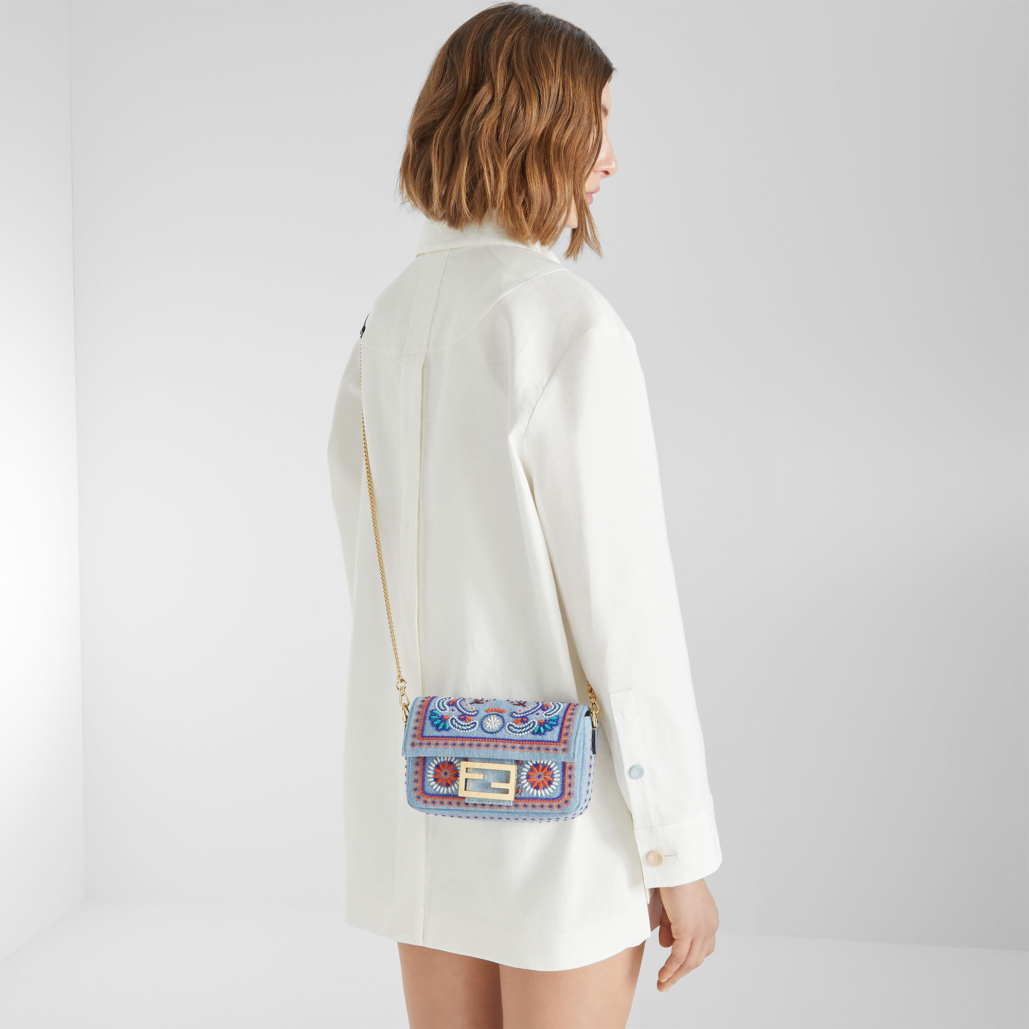 バゲット® ミニ デニム ライトブルー | Fendi
