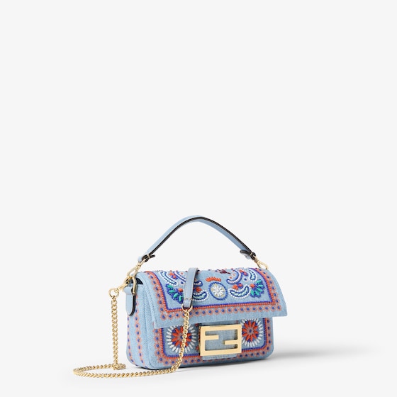 Fendi Iconic mini Baguette® bag made of organic cotton denim in | Thumbnail 2