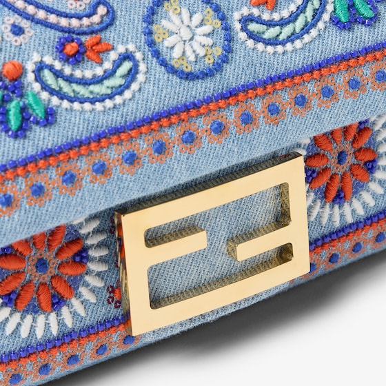 Fendi Iconic mini Baguette® bag made of organic cotton denim in | Thumbnail 6