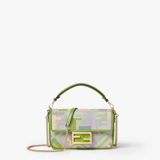 Fendi Iconic mini Baguette® bag, made from green canvas with