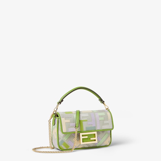 Fendi Iconic mini Baguette® bag, made from green canvas with | Thumbnail 3