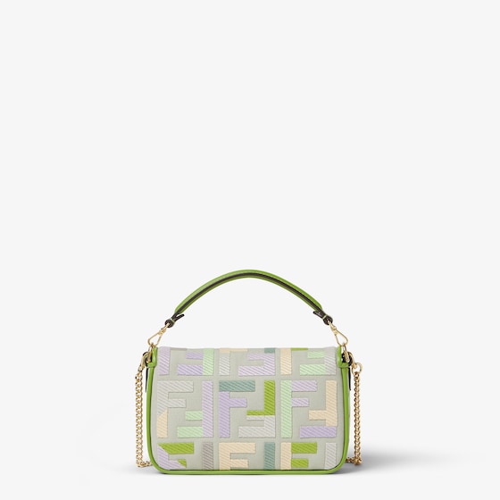 Fendi Iconic mini Baguette® bag, made from green canvas with | Thumbnail 4