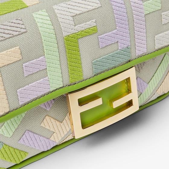 Fendi Iconic mini Baguette® bag, made from green canvas with | Thumbnail 6