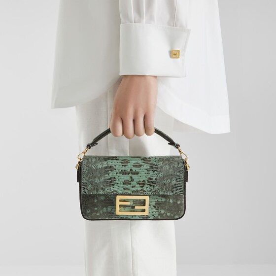 Fendi Iconic mini Baguette® bag made of exquisite green agate | Thumbnail 2