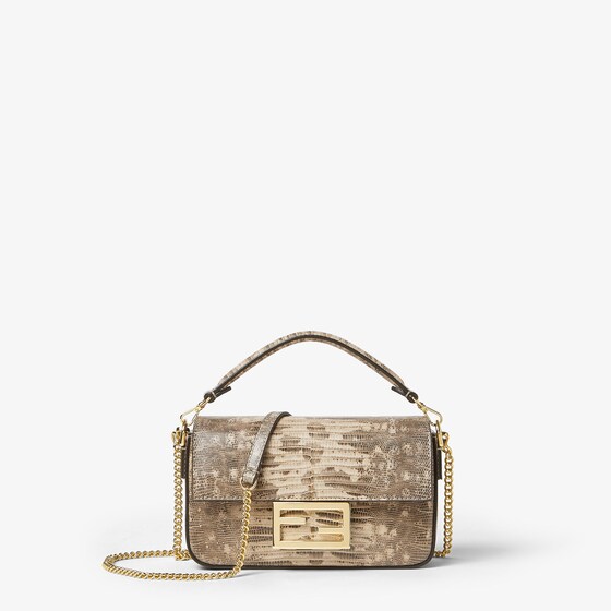 Fendi Iconic mini Baguette® bag made of exquisite beige agate