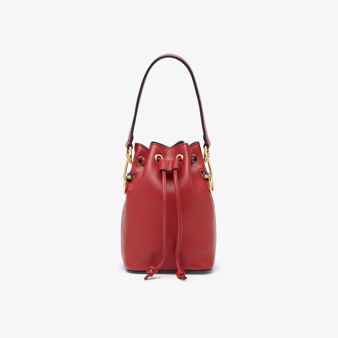 Fendi Peach/Red Leather Mini Mon Tresor Drawstring Bucket Bag Fendi