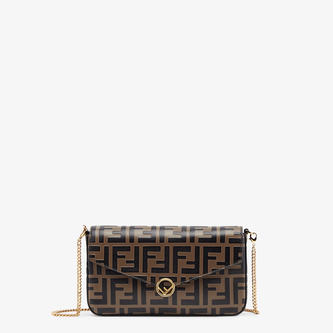 財布内蔵ミニバッグ ポーチ付き - ブラウンレザー ミニバッグ | Fendi