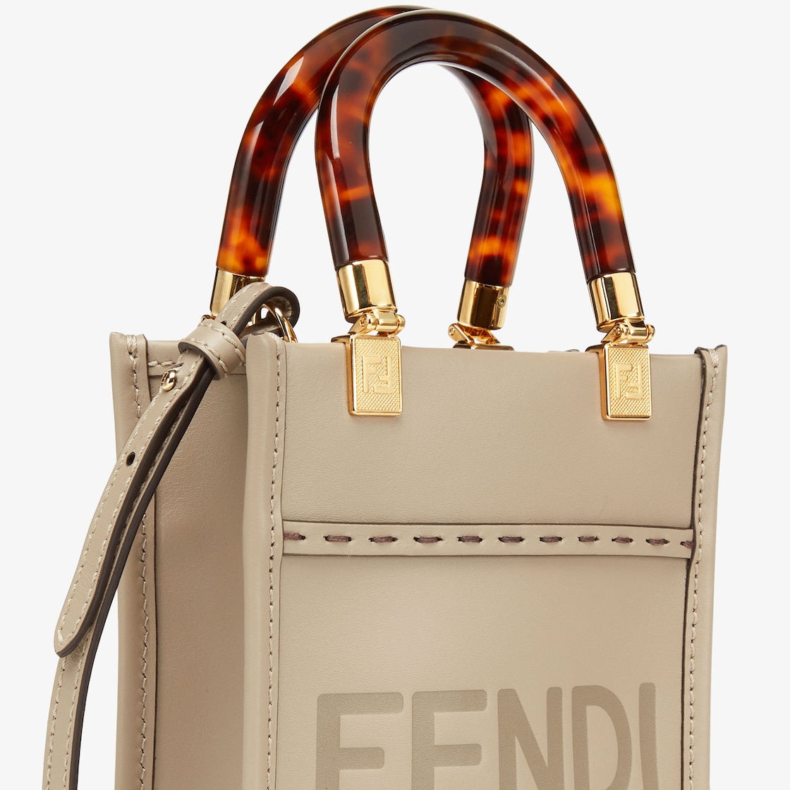 高さ18cmFENDI サンシャイン　ショッパー　スモール　ドーブグレー　レザー