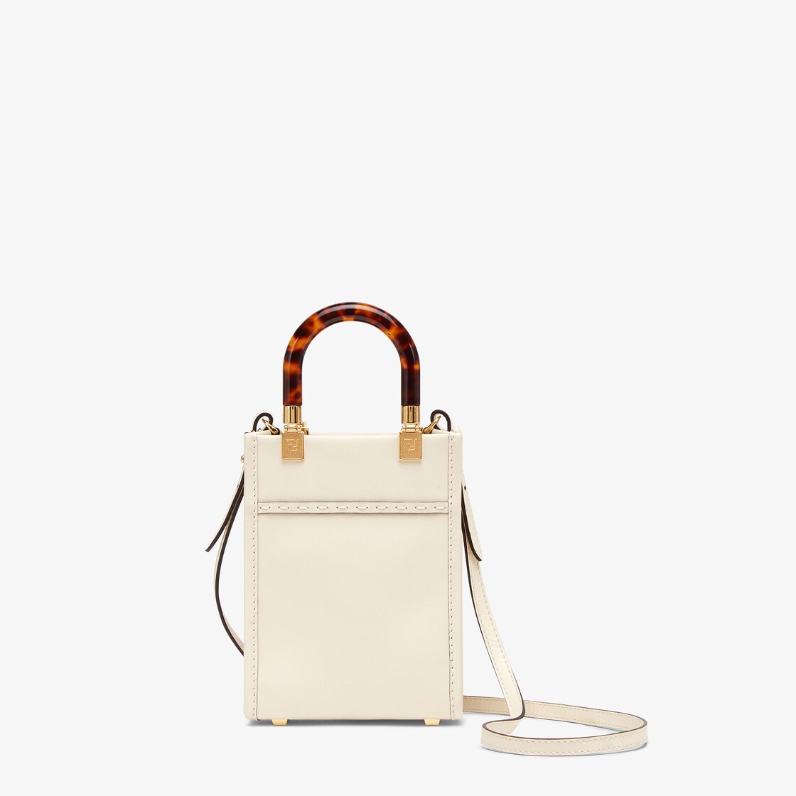 Mini Sunshine Shopper - White leather mini-bag | Fendi