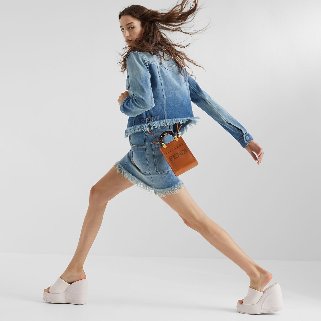 Mini Sunshine Shopper - Brown leather mini-bag | Fendi