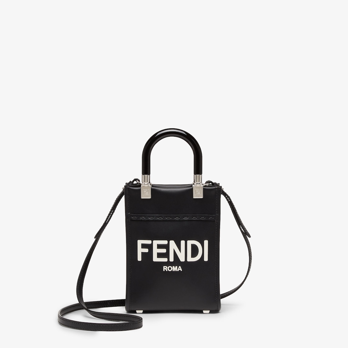 Mini Sunshine Shopper Black leather mini bag Fendi