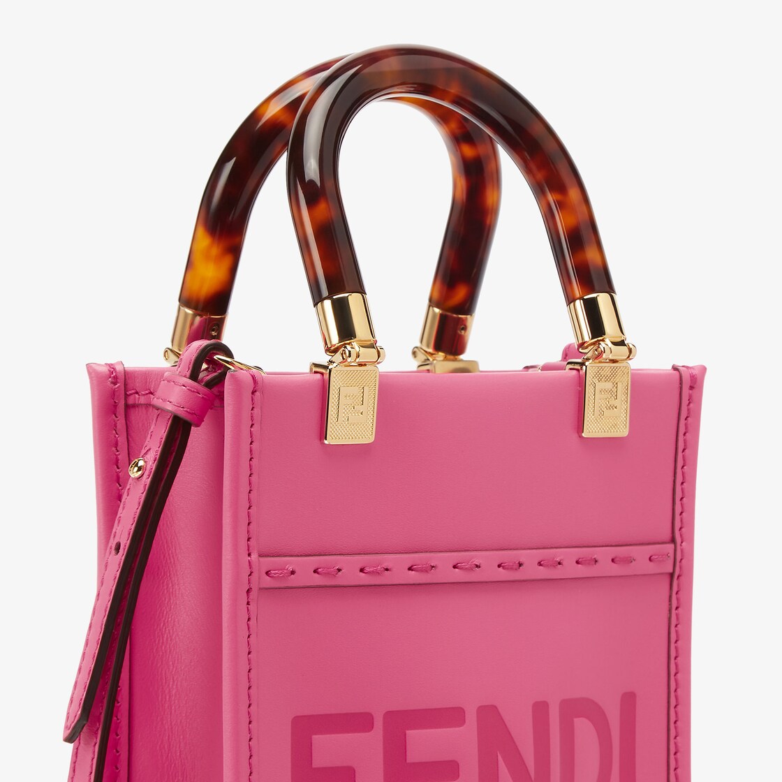 Pink Leather boston bag with thin strap