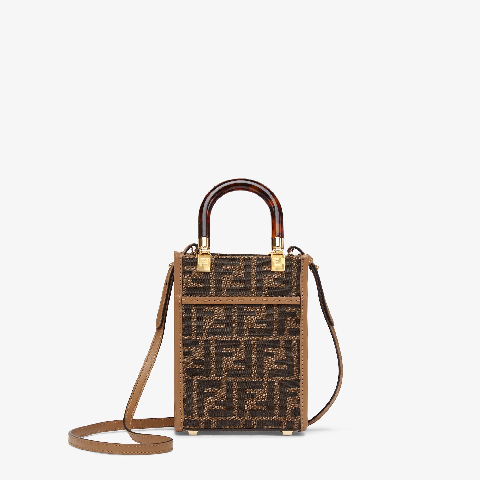 Mini Sunshine Shopper - Brown FF fabric mini-bag | Fendi