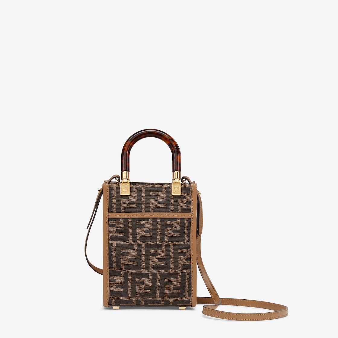 Fendi Mini Sunshine Ff Suede Bag in Brown