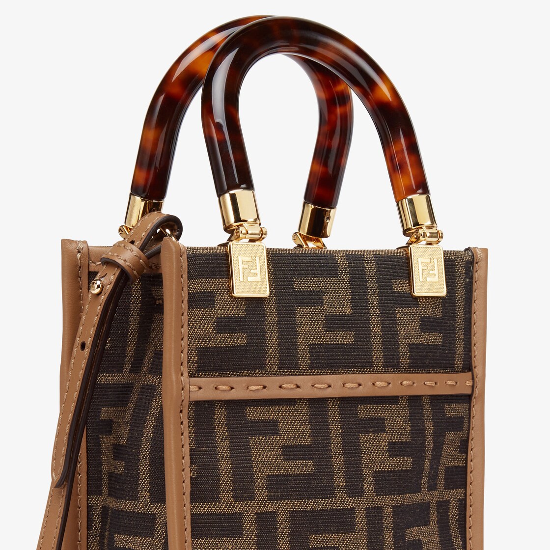 Fendi Sunshine Large - Brown FF jacquard fabric shopper