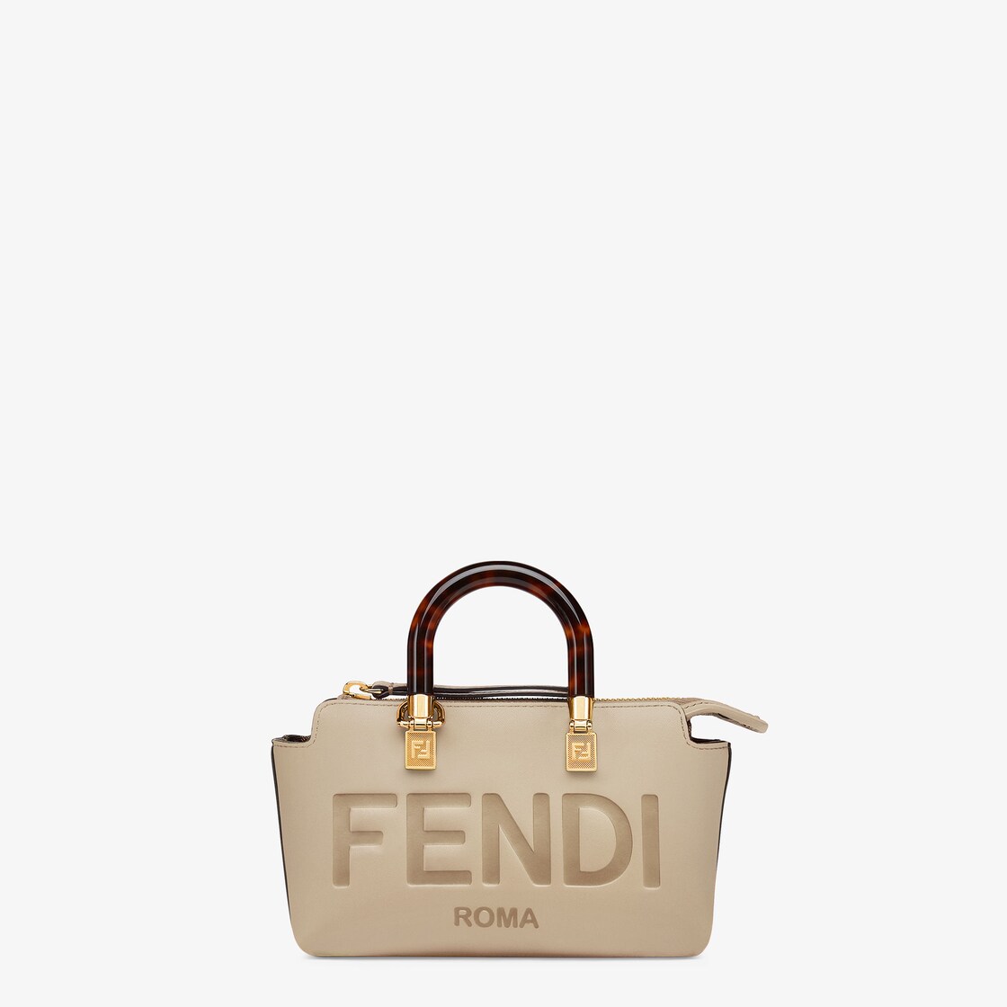 By The Way Mini - Small Boston bag in dove gray leather | Fendi