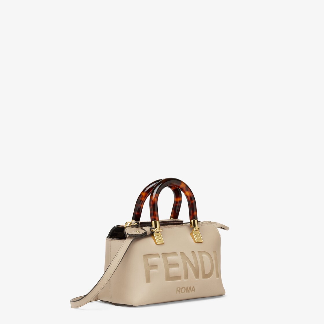 By The Way Mini - Small Boston bag in dove gray leather | Fendi