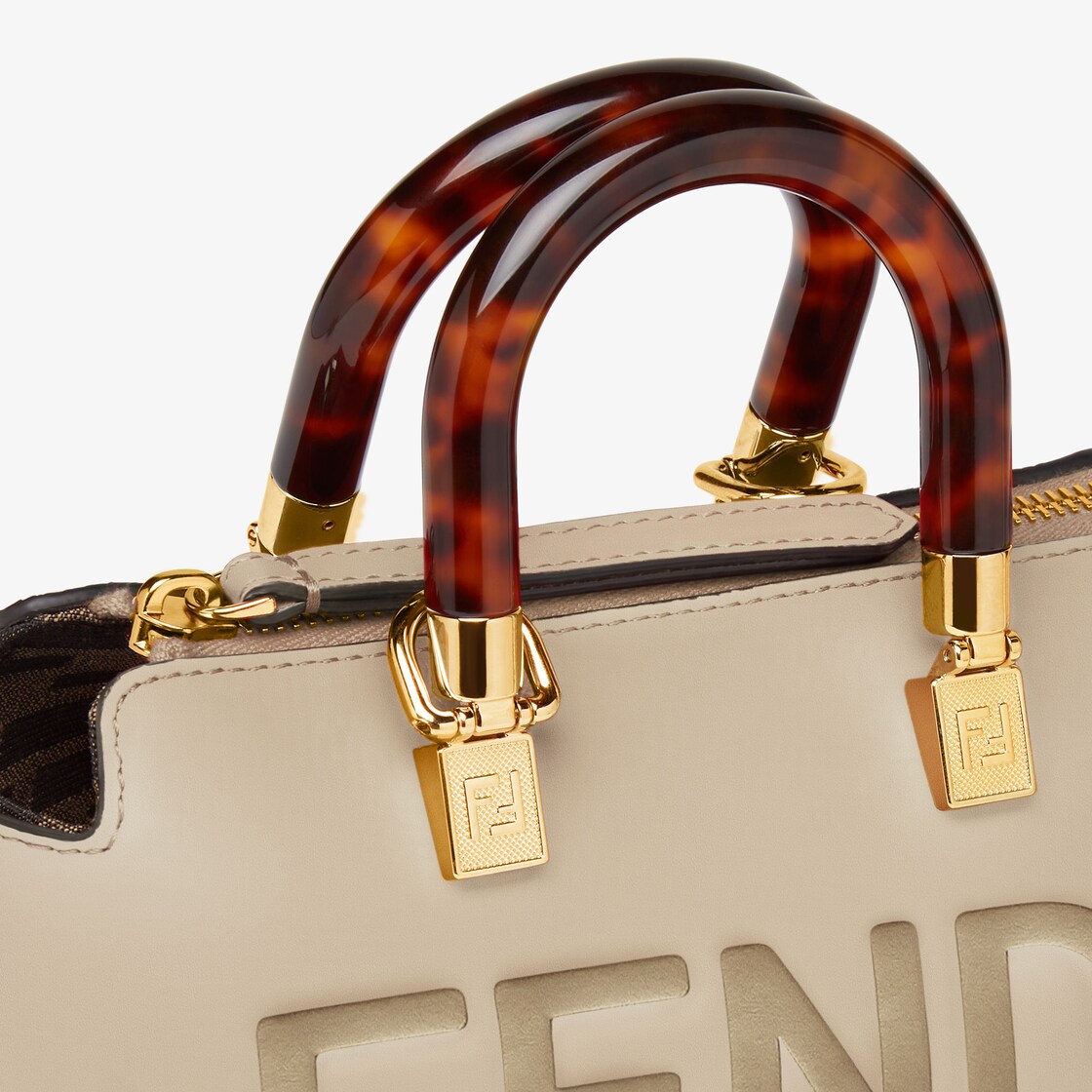 By The Way Mini - Small Boston bag in dove gray leather | Fendi