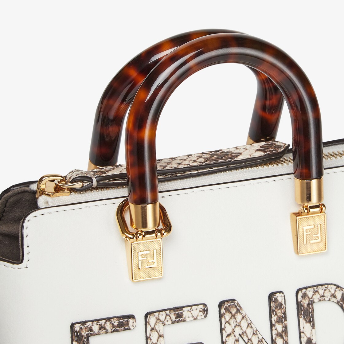 Fendi By The Way Python Print and Grey Leather Boston Bag – Queen