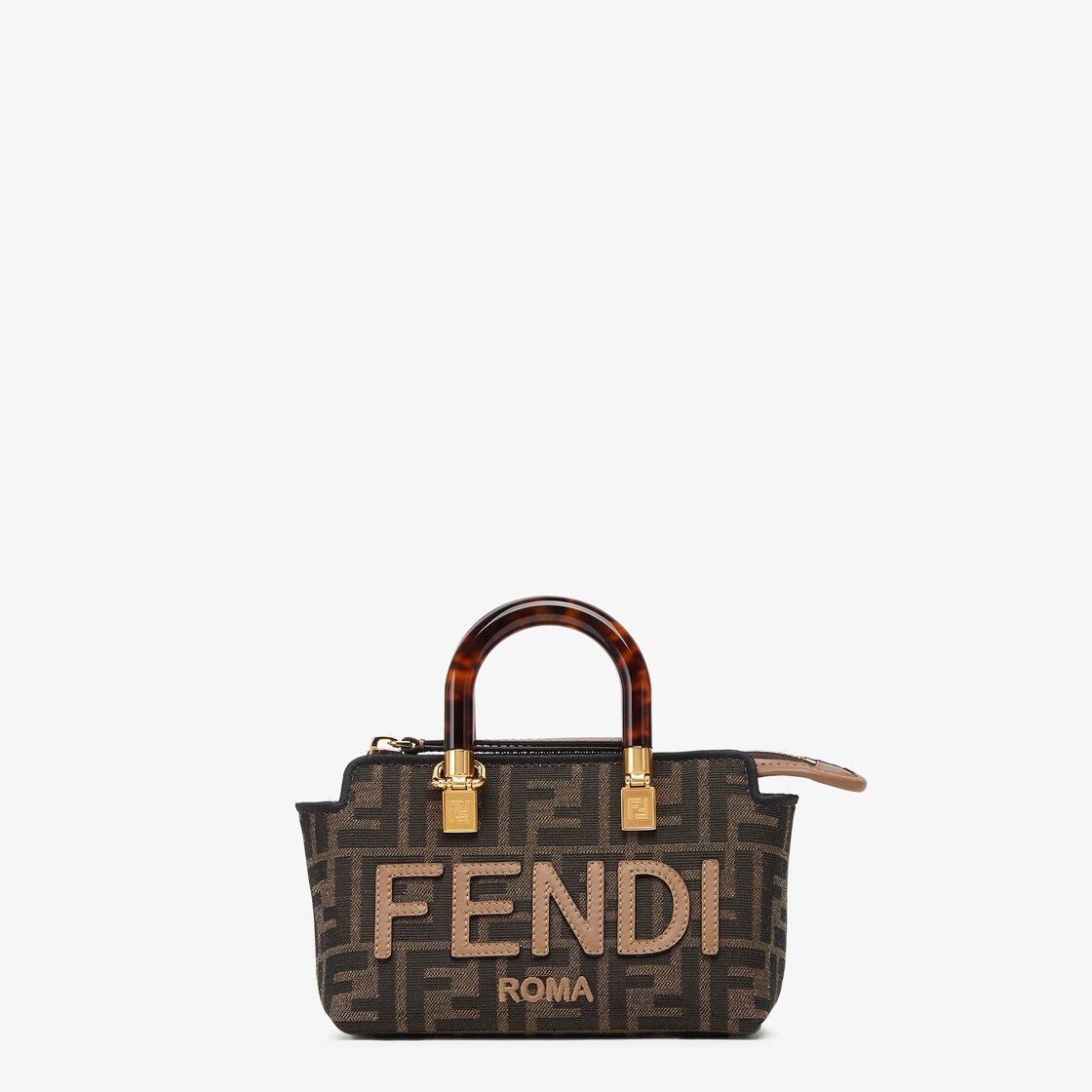 By The Way Mini - Small brown FF fabric Boston bag | Fendi