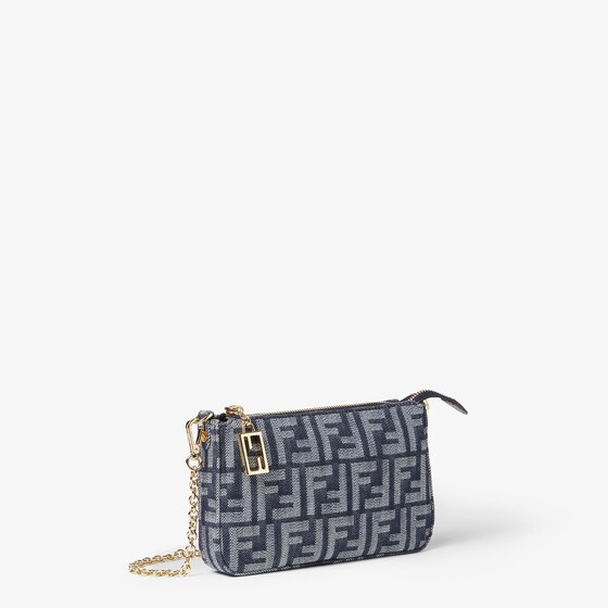 Fendi Baguette pouch made in denim-effect FF jacquard in shades | Thumbnail 2