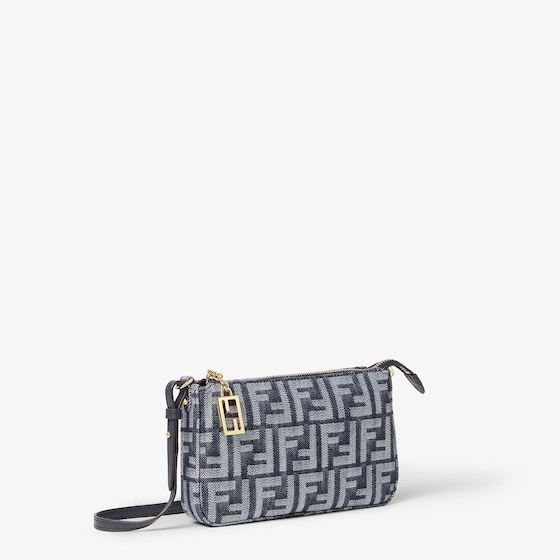 Fendi Baguette pouch made in denim-effect FF jacquard in shades | Thumbnail 3
