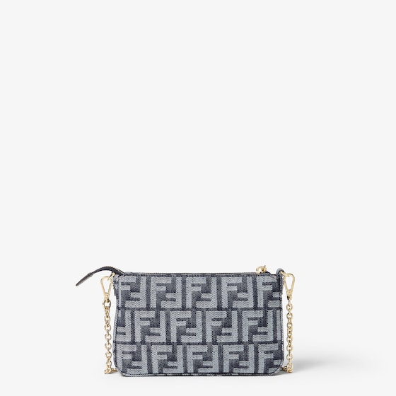 Fendi Baguette pouch made in denim-effect FF jacquard in shades | Thumbnail 4