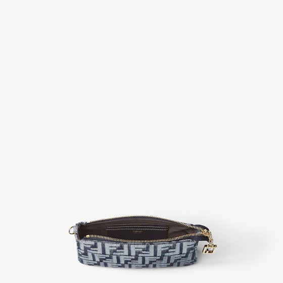 Fendi Baguette pouch made in denim-effect FF jacquard in shades | Thumbnail 5