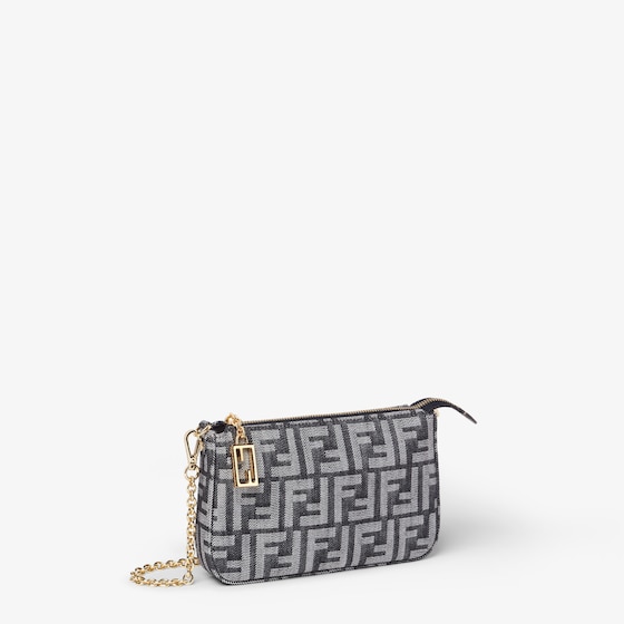 Fendi Baguette pouch made in denim-effect FF jacquard in shades | Thumbnail 2