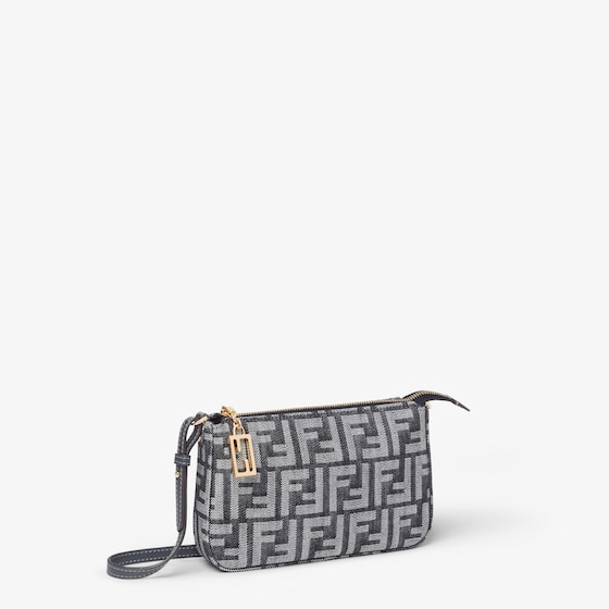 Fendi Baguette pouch made in denim-effect FF jacquard in shades | Thumbnail 3