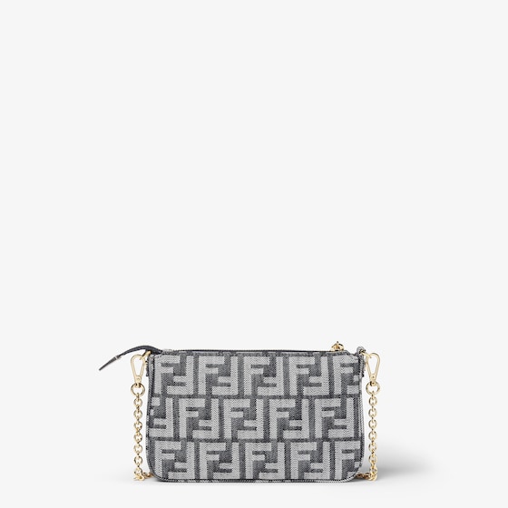 Fendi Baguette pouch made in denim-effect FF jacquard in shades | Thumbnail 4