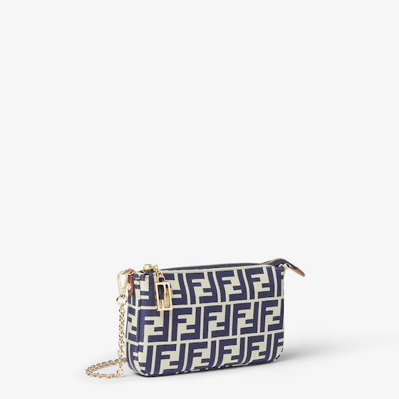 Fendi Baguette pouch made of beige and blue FF jacquard | Thumbnail 2