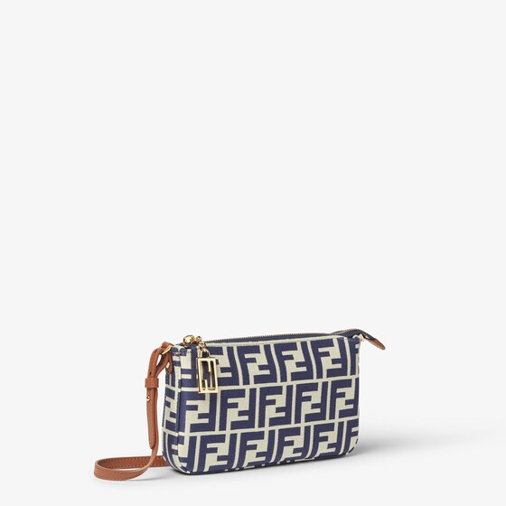 Fendi Baguette pouch made of beige and blue FF jacquard | Thumbnail 3