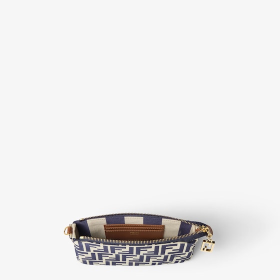 Fendi Baguette pouch made of beige and blue FF jacquard | Thumbnail 5